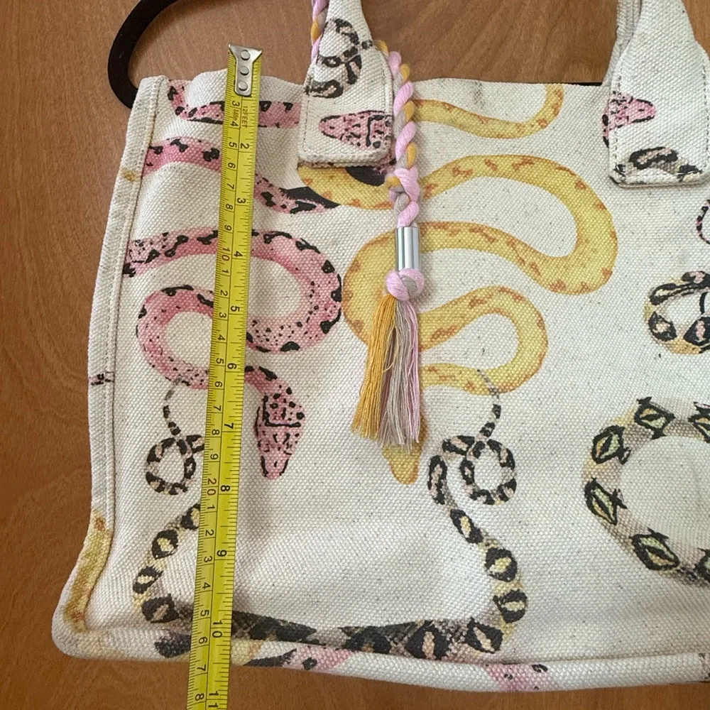 Vince Camuto Orla Color Coiled Snake Heavy Canvas Tote- Snake Design